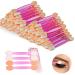 BEANPRECOY 100 Pcs Eyeshadow Brushes Double-Ended Sponge Eyeshadow Applicators Disposable Eyeshadow Brush Eye Makeup Applicators (Pink)
