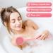 Long Handled Pink Silicone Body Scrubber for Women - Double Sided Scrub Brush with Hook - Buy Online on GoSupps.com