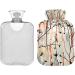 Naanle Flowers Leaves Stripes Heat Bottle - 1L Transparent Hot Water Bottle with Cover for Pain Relief Bed Warmer & Cold Therapy - Buy Online on GoSupps.com