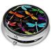Cute Dragonfly Round Pill Box | 3 Compartment Mini Travel Medicine Organizer | Decorative Pocket Purse for Vitamins & Tablets - Buy Online on GoSupps.com