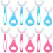 12 Pieces Kids U Shaped Toothbrush 360 Degree Toddler Whole Mouth Toothbrush Oral Teeth Cleaning Soft Silicone Massage Toothbrush with Handle for Kids Baby Toddler Boys Girls, 2 Sizes