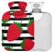 Naanle striped strawberry heat bottle with cover transparent hot water bottle 2l large hot hot water bottle for bed hand feet warmer pain relief heat and cold therapy