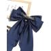 Satin Giant Hair Bow French Barrette Clip - Navy Blue Women's Hair Accessory - Buy Online on GoSupps.com