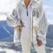 Buy Hanxiulin Women's Fleece Plush Winter Jacket - Warm Fluffy Zippered Coat Windproof 4XL Gray | International Shipping Available - Buy Online on GoSupps.com