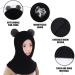 Fadcaer Winter Kids Hooded Scarf Set with Double Pom Pom | Warm Knitted Baby Balaclava for Boys and Girls | Fleece Lined Earflap Beanies for 2-5 Years Old | Black - Buy Online on GoSupps.com