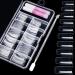 100 Pieces False Nails Clear Artificial Fingernails Art Nails Tips and Cuticle Pusher for Women Girls 10 Sizes