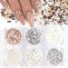 Holographic Nail Art Sequins Glitter Kits 6 Boxes 3D Nails Glitter Metallic Shining Flakes Acrylic Powder Dust Sequins for Nails Decoration Holographic Manicure Tips (Vintage Color)