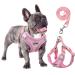 Rennaio dog harness no pull adjustable puppy dishes with 2 linen clips ultra breathable upholstered padded breast dishes and leash set for small and medium-sized dogs (pink XL) Rosa XL