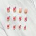 Colorful Flower French Tip Short Square False Nails - Pink Acrylic Full Cover Coffin Nails for Women & Girls | Spring Summer Nail Art Decor - Buy Online on GoSupps.com