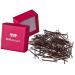 HAARallerliebst Mini Hair Clips Bobby Pins (brown | 3.4cm | 100 pieces) including box for storage (box color: pink)