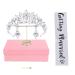 Silver Crown Set for Women: Tiara with Rhinestones, Bachelorette Sash, and Earrings - Bridal Tiaras and Crowns - Bachelorette Party Accessory (7pc) - Buy Online on GoSupps.com