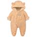 Baby Winter Snowsuit Baby Rompers Boy and Girl One-Piece Suit with Hood Toddler Outerwear Snowsuit Set Thick and Warm Brown 3-6 Months