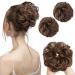 SARLA 2PCS Messy Hair Bun Hair Piece Small Scrunchies Synthetic Bun Hairpieces for Women Girls Updo Hair Extensions (Light Brown) Light Brown-2PCS