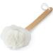 DecorRack Bath Sponge with Wooden Handle  Shower Loofah Brush  Back Cleaning Scrubber  Long Curved Handle  Exfoliate  Rejuvenate Skin  Body Bathing Sponge with Large Mesh Pouf (1 Pack)
