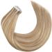 Moresoo Blonde Tape in Human Hair Extensions - Medium Brown with Platinum Blonde Remy Tape ins - 24 Inch 20 Pieces/50g #P6/60 - Buy Online on GoSupps.com