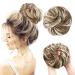 JJStar hair part with rubber band big bun hair part lured hair tie with hair teat hairstyles hair extension messy bun hair parts for women girls ponytail (green brown & beach blonde)
