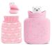 Mini silicone hot bottle hot water bottles with knitting cover turtleneck heat pillow safe and durable and free of pollutants Comfort Hot Water Bottle for relieving pain abdominal pain cramps (pink)