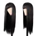 MapofBeauty 22 Women Long Straight Synthetic Wig with Flat Bangs - Heat Resistant Fiber for Party, Cosplay (Black) - Buy Online on GoSupps.com