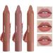 WYBLZPXZ 3Pcs Crayon Matte Lipstick Set Nude Smooth Lip Stick Waterproof Long Lasting Non-Stick Cup Moisture Nourishing Lipstick Velvet Professional Lip Crayon Matte Lip Gloss Stain Makeup Set