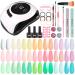 Btiztlla 21 Colors Gel Nail Polish Kit with 120W LED Light Green Nude Glitter Gel Nail Polish Set UV LED Nail Lamp No Wipe Base Top Coat Manicure Tools Starter Kit for Beginner DIY at Home 21 Colors Set 3
