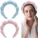 2 PCS Women Sponge Spa Headband Makeup Headband Spa Headbands Terry Towel Cloth Fabric Head Band for Skincare  Face Washing  Makeup Removal  Shower  Facial Mask  Hair Accessories 2 Colors (blue pink) blue+pink
