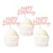 Ercadio 24 Pack Happy Birthday Cupcake Toppers Light Pink Glitter Birthday Cupcake Picks for Baby Shower Kids Birthday Anniversary Party Cake Decorations Supplies Pattern 3 Light Pink