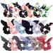 Bow Scrunchies For Hair  18 Pcs Chiffon Satin Scrunchies Silk with Bow Scarf  Solid Stripe Flower Color Bow Scrunchies  Ponytail Holder with Tail  Rabbit Bunny Ear BowKnot Hair Accessories