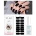 Black Gel Nail Strips KALEFUL Semi Cured Gel Nail Stickers Nail Art Decoration Design Supplies