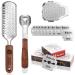 Pedicure Foot File & Callus Shaver Set 1 Wood Handle Callus Shaver with 30 Replacement Blades 1 Foot File Heads 1 Colossal Foot Rasp Foot Scraper Foot Shaver Callus Remover for Feet