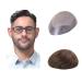 Lordhair Knotless Toupee for Men Skin Flat Injected Human Hair System Base Size 8x10 Inch Light Medium Density Front Contour A Shape Mens Hairpiece Medium Dark Brown 4#