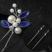 Latious Bride Wedding Hair Pins - Pearl & Blue Crystal Hair Clips (Pack of 3) - Rhinestone Hair Accessories in Silver - Buy Online on GoSupps.com