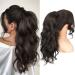 KooKaStyle Long Wavy Wrap Around Ponytail Extension Fluffy Clip in Synthetic Chocolate Dark Brown Pony Tails Hair Pieces 20 Inch with Front Side Bangs for Women Daily Use 20 Inch Chocolate Brown