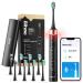Bitvae Sonic Electric Toothbrush with Pressure Sensor, ADA Accepted, Bluetooth Electric Toothbrush with 8 Brush Heads, 5 Modes, 4 Hr Charge Last 100 Days, Power Rechargeable Toothbrush, Soft Bristle Black