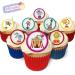 Holly Cupcakes 24 Edible Pre-Cut Wafer Round Cake Toppers: Circus