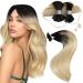 Moresoo 14 inch/35cm u Tip Hair Extensions with keratin bonding extensions real hair #2/27/613 Balayage Brown to caramel blonde with bleaching blonde extensions real hair bondings ceratin uTip 40g/50 strands 35cm 2.u-tip #2/27/613