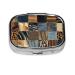 Denim Patchwork Printed Square Pill Box Portable Travelling Pill Box Medicine Organiser