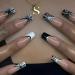 Halloween Long Square Fake Nails Black White Spider Web Press on Nails Black French Tip Halloween False Nails with Designs Cute Halloween Artificial Nails Halloween Glue on Nails for Women 24Pcs style8