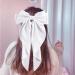 Elegant White Hair Bow in French Ribbonsatin Large Secure Clip Versatile Accessory for Women and Girls - Buy Online on GoSupps.com