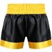 Muay Thai Kick Boxing Training Shorts - Satin Black Gold Tiger Embroidery, X-Small - Buy Online on GoSupps.com