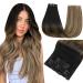 Easyouth Clip Extensions real hair omber clip in extensions made of black mix medium brown and honeyblond clip in extensions remy human hair 14 inch 70g 5pcs #1b/6/27 35.56 cm 1-18 CP #1b/6/27 5PCs