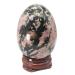 Ladeukoi Stone Egg Figurines Polished Healing Crystal Easter Eggs Ball Sculpture with Wooden Stand 45mm Tall Rhodonite