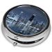 Chicago Reflected Round Pill Box - 3 Compartment Portable Travel Medicine Organizer - Mini Decorative Pocket Purse for Vitamins & Tablets - Buy Online on GoSupps.com
