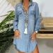 Women's Denim Shirt Dress | Short Sleeve Summer Trend | Button Down Tunic with Pockets - Buy Online on GoSupps.com