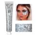 CCBeauty Body Glitter Gel, Face Glitters Body Gel Sequins Shimmer Liquid Eyeshadow, Chunky Glitter for Face Hair Nails, Holographic Cosmetic Laser Powder Festival Glitter Makeup,Silver 02# Silver