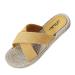 HSYHKDSY fashionable slides flat sandals for women women's summer shoes glittering glittering elegant casual comfortable vacation S51137 yellow 6 UK