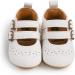 Baby Girls Mary Jane First Walking Shoes | Anti-Slip PU Leather | Infant Shoes 0-6 Months | White - Buy Online on GoSupps.com