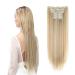 EUPSIIU 23 Inch Long Straight Clip in Hair Extensions Synthetic Hair Extensions Hair Pieces for Women Blonde Hair Extensions Long Straight Blonde Hair Piece Seamless Hair Extensions (gold)