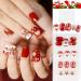 Flofia 72PC Christmas Short Artificial Nails - Santa Claus & Snowflakes Design - Full Cover Fingernail Stickers for Girls & Women - Red - International Shipping - Buy Online on GoSupps.com