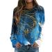 DUOWEI Sweatshirts for Tall Women Pullover Sweater Tops For Womens Print O Neck Sweatshirt Round Neck Comfy Womens C-blue Large