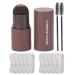 Eyebrow Stamp Kit Long Lasting Waterproof Eyebrow Powder Set Brow Stamp Shaping Kit Eyebrow Definer With 10 Reusable Eyebrow Stencils 2 Eyebrow Pen Brush - Hairline Shadow Powder Stick(Light Brown)